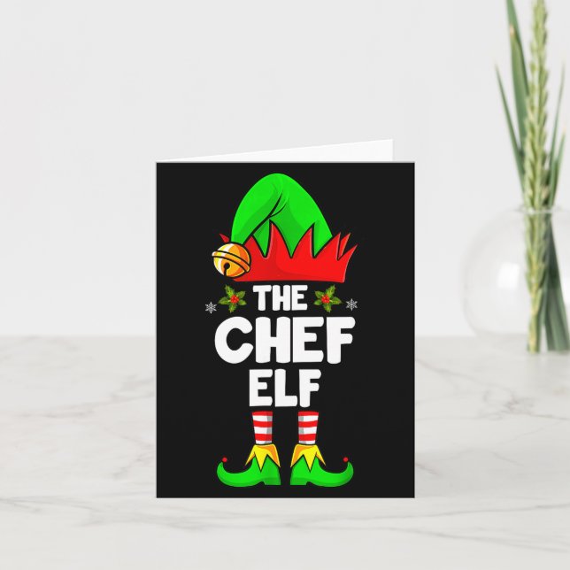 The Chef Elf Shirt Matching Family Chef Christmas  Kort (Framsida)