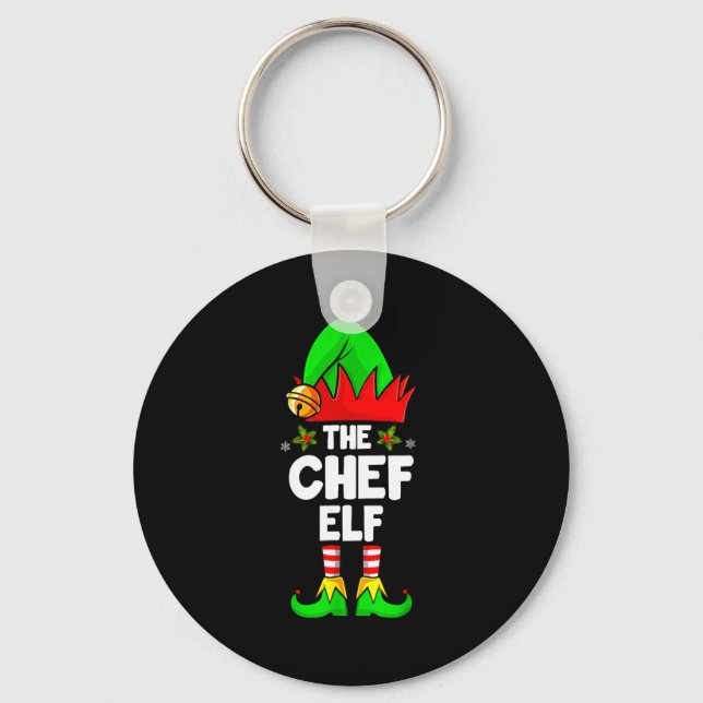 The Chef Elf Shirt Matching Family Chef Christmas  Nyckelring (Framsida)