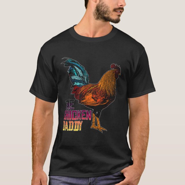 The Chicken Daddy Retro Färg Kyckling Fjäderfä Ani T Shirt (Framsida)
