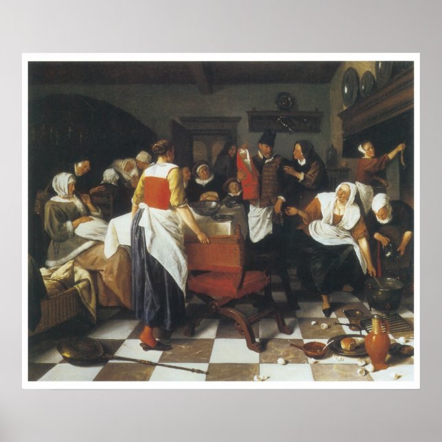 The Christening Feast, 1664 Jan Steen Poster (Framsidan)
