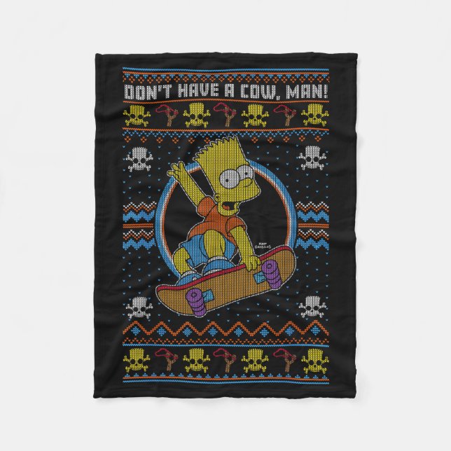 The Christmas Bart Don't Have A Cow Ugly Sweater  Fleecefilt (Framsidan)