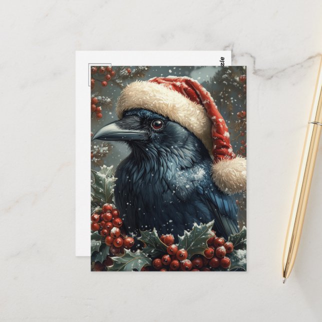 The Christmas Raven Vykort (Fram/Back In Situ)