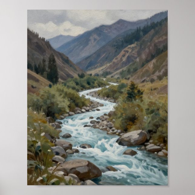 The Churning Current: A Glacial River Winding Poster (Framsidan)