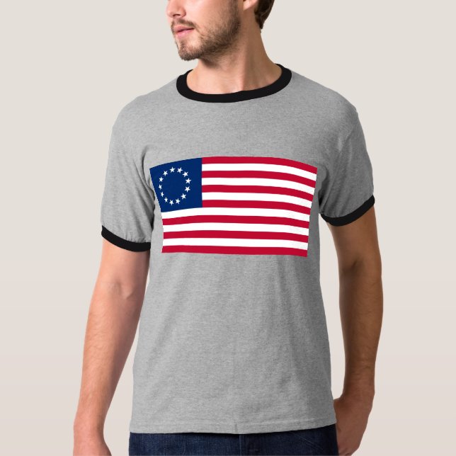 The Circle of Stars, American Flagga av Betsy Ross T Shirt (Framsida)