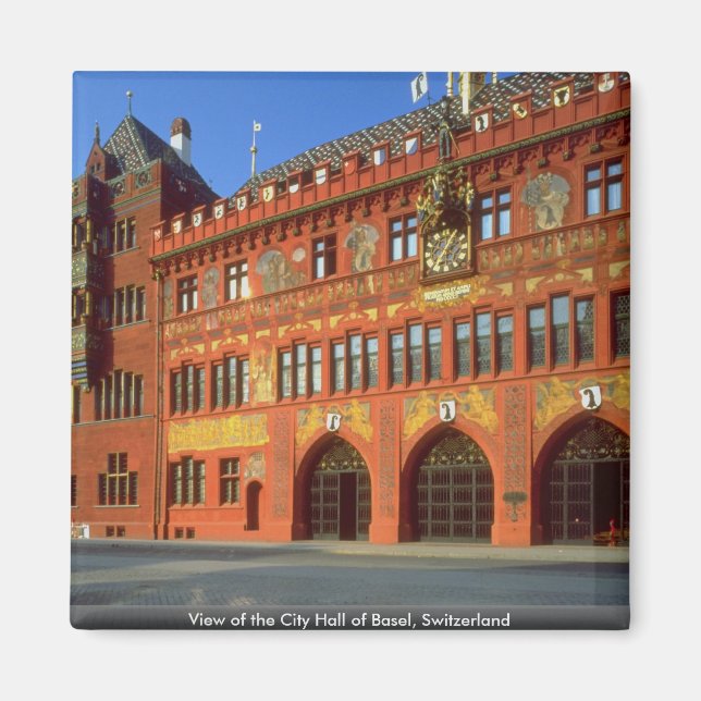 The City Hall of Basel, Schweiz Magnet (Framsidan)
