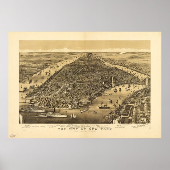 The City of New York by Currier & Ives (1886) Poster (Framsidan)