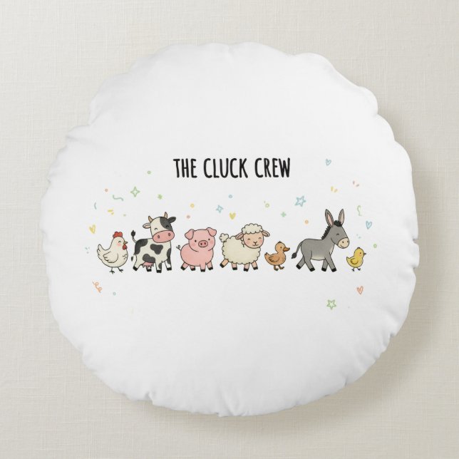 "The Cluck Crew" Rund Kudde (Framsidan)