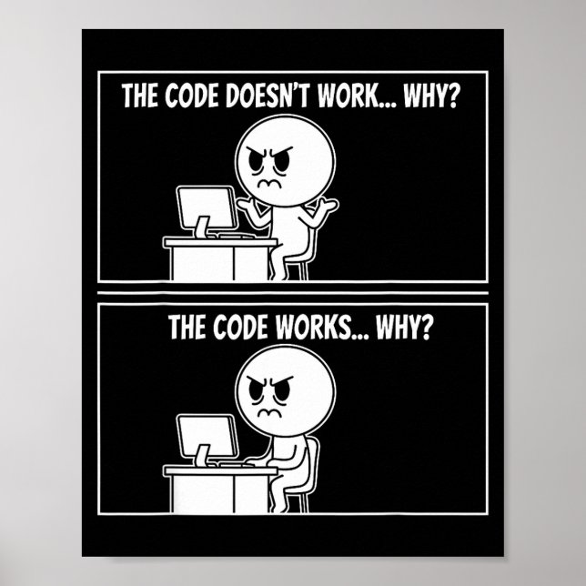 The Code Doesn't Work Funny Programmer Computer En Poster (Framsidan)