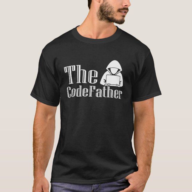 The Code Father  Computer Coder Dad Programmer T Shirt (Framsida)
