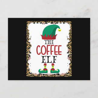 The Coffee Elf Leopard Elf Christmas Gift Vykort
