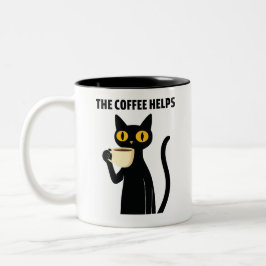The Coffee Helps – Cute Black Cat Coffee Mug Två-Tonad Mugg