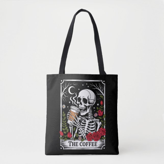 The Coffee Witchy Vibes Tote Bag – Magical Goth  Tygkasse (Framsida)