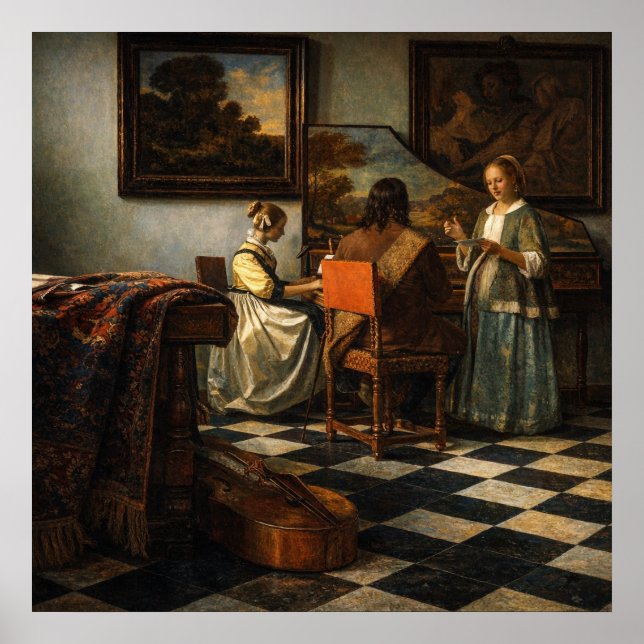 The Concert by Johannes Vermeer Poster (Framsidan)