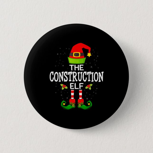 The Construction Elf Christmas Family Matching Paj Knapp (Framsida)