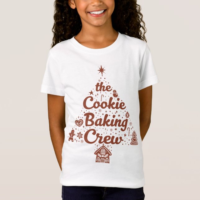 The Cookie Baking Crew Christmas Tree Design T Shirt (Framsida)