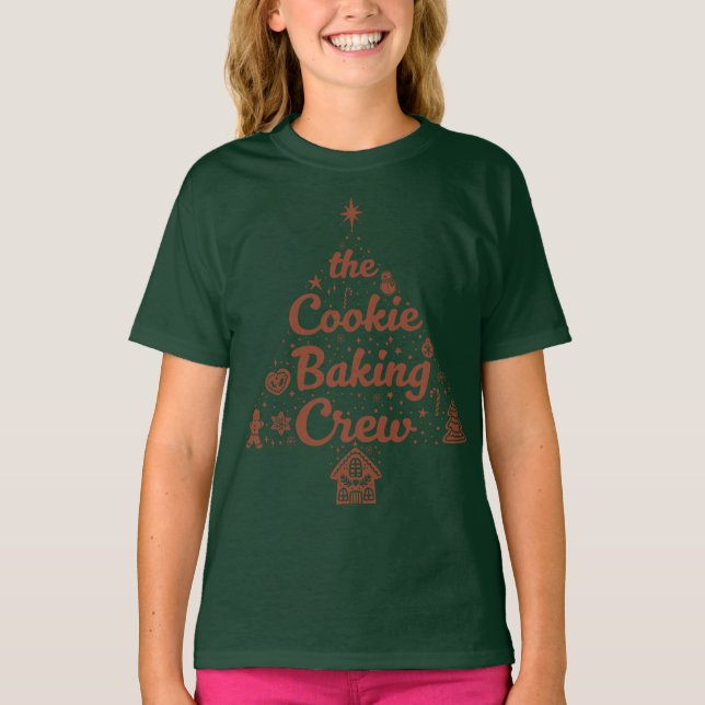 The Cookie Baking Crew Christmas Tree Design T Shirt (Framsida)
