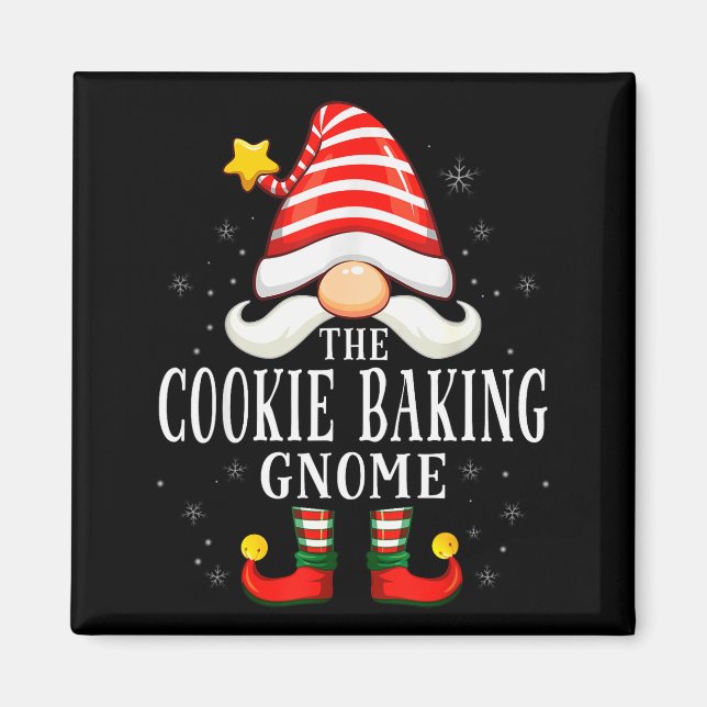 The Cookie Baking Gnome Christmas Group Family Paj Magnet (Framsidan)