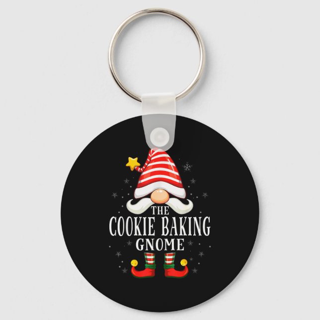 The Cookie Baking Gnome Christmas Group Family Paj Nyckelring (Framsida)