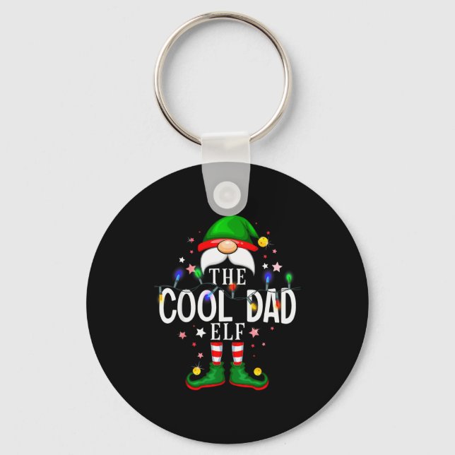 The Cool Dad Elf Christmas Family Pajama Party  Nyckelring (Framsida)