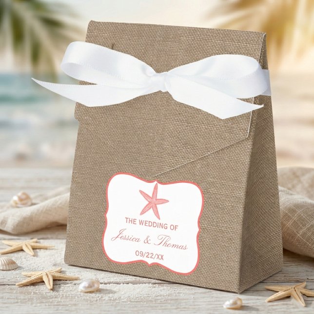 The Coral Starfish Burlap Beach Wedding Kollektion Presentaskar (Skapare uppladdad)