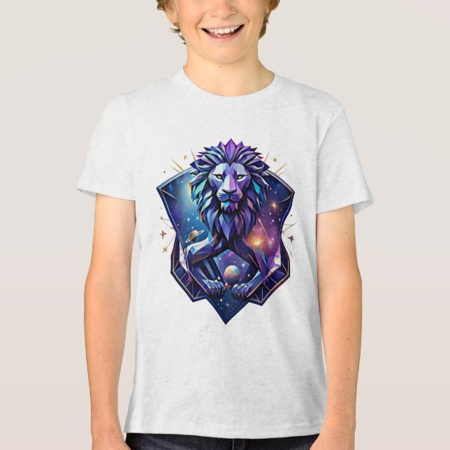 The Cosmic Geometric Lion T Shirt (Framsida)