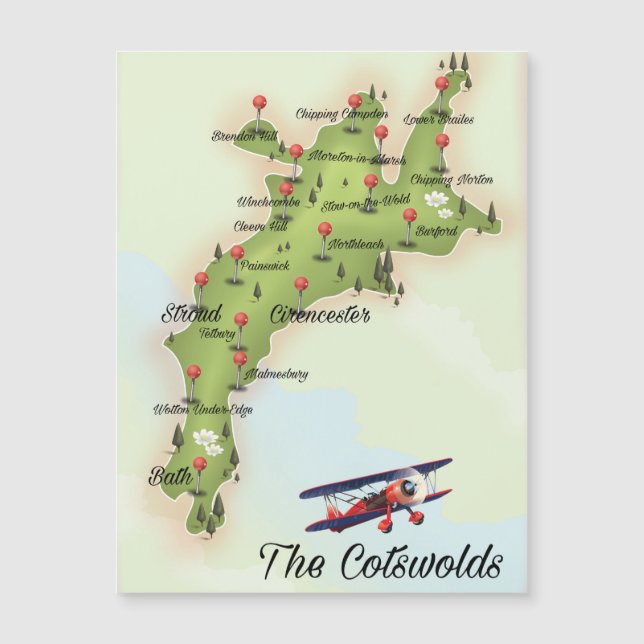 The Cotswolds Vintagekarta (Framsida)