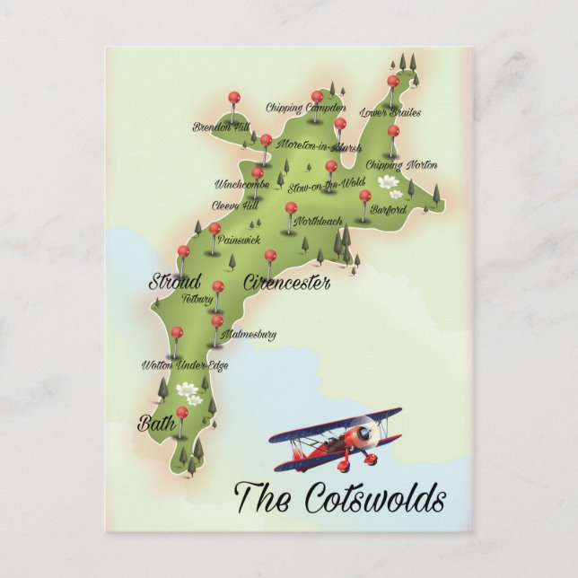 The Cotswolds Vintagekarta Vykort (Framsida)