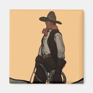 The Cowboy Magazine Cover av NC Wyeth Magnet