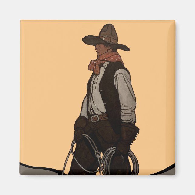 The Cowboy Magazine Cover av NC Wyeth Magnet (Framsidan)
