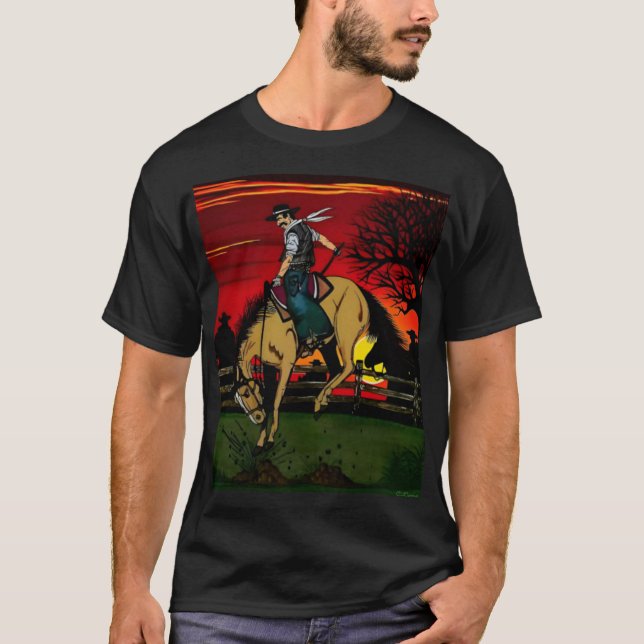 "The Cowboys" Färg Print. T Shirt (Framsida)