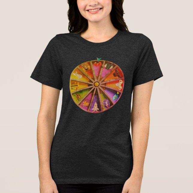 The Crab (Cancer) on the Zodiac Wheel T Shirt (Framsida)