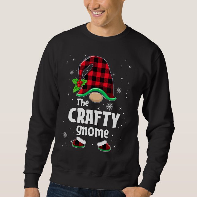 The Crafty Gnome Buffalo Plaid Christmas Matching  Lång Ärmad Tröja (Framsida)