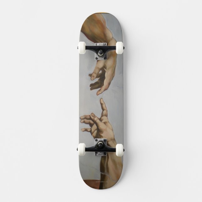 " The Creation of Adam" av Leonardo da Vinci Skateboard Bräda 19,5 Cm (Framsida)