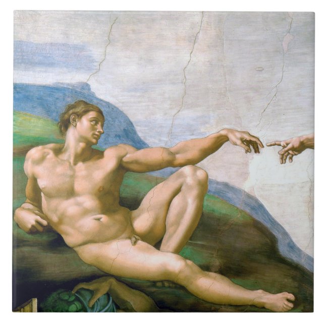The Creation of Adam (detalj), Michelangelo Kakelplatta (Framsidan)