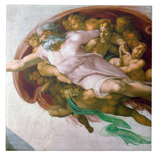 The Creation of Adam (detalj), Michelangelo Kakelplatta
