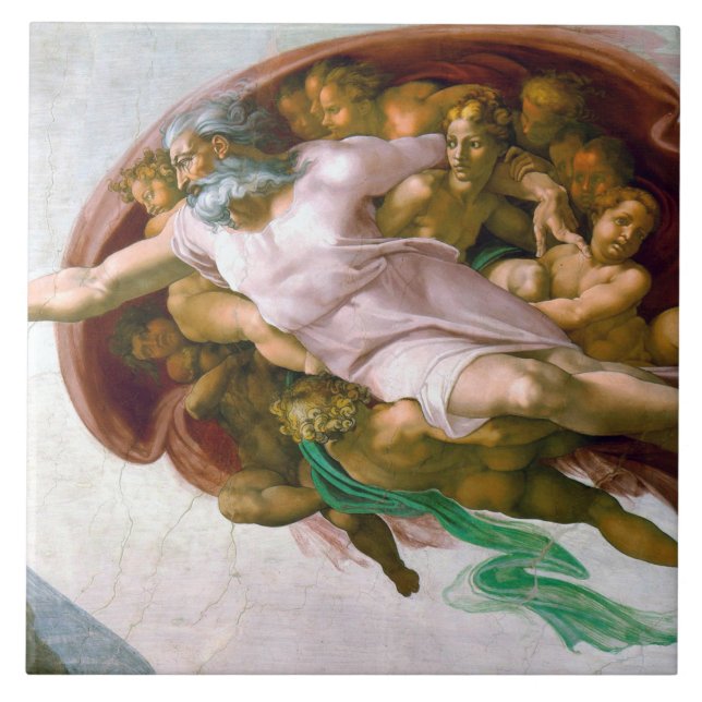 The Creation of Adam (detalj), Michelangelo Kakelplatta (Framsidan)
