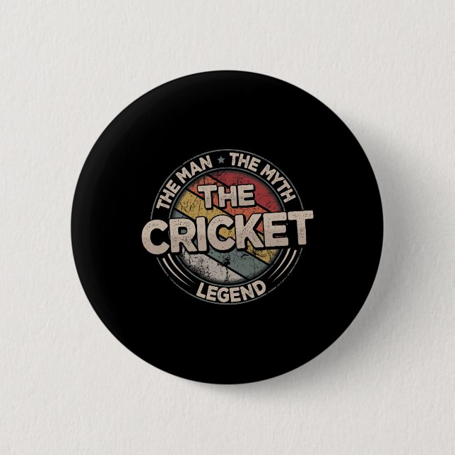 The Cricket Legend Retro Crickettare Män Cricket  Knapp (Framsida)
