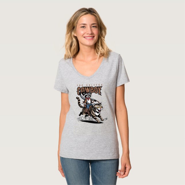 The critter cowboy (Lt. mode) | Dam V-ringad hals T Shirt (Hel framsida)