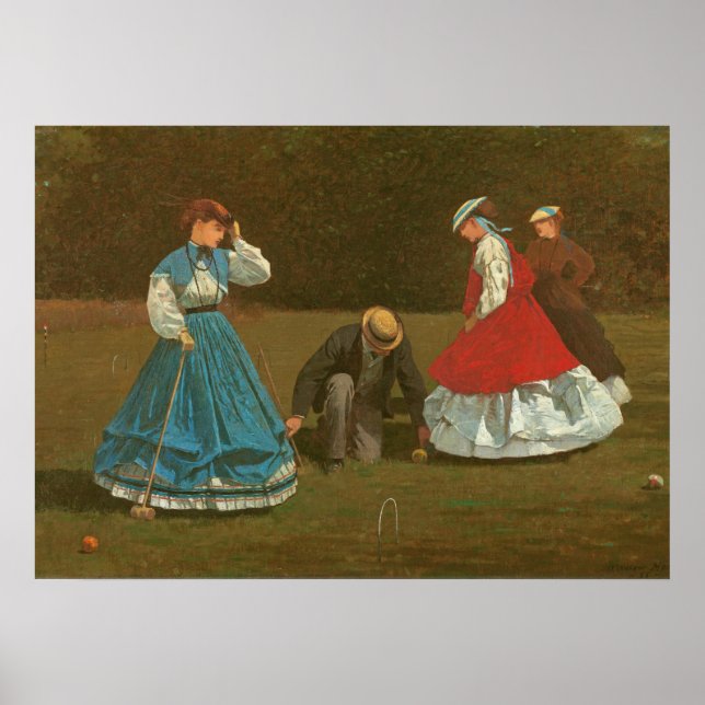 The croquet-spelet, 1866 (olja på canvas) poster (Framsidan)