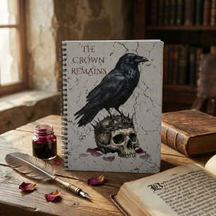 The Crown Remains Gothic Raven Skull Mörk Akademi Anteckningsbok