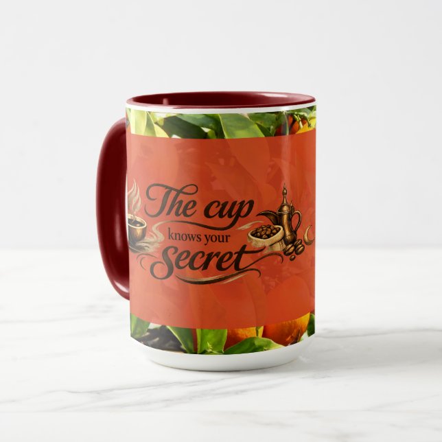 The Cup Knows Your Secret — Coffee Mug Mugg (Framsida vänster)