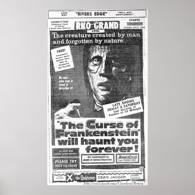 "The Curse of Frankenstein" (1957) Ad - Poster (Framsidan)