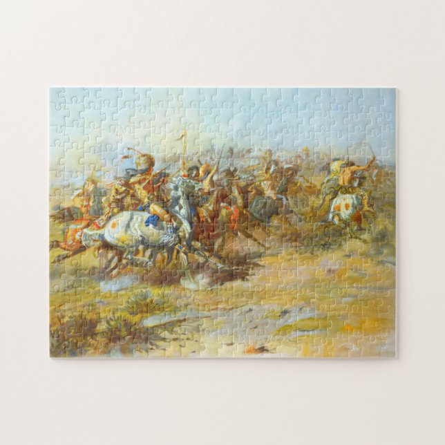 The Custer Fight Charles Marion Russell 1903 Pussel (Horisontell)