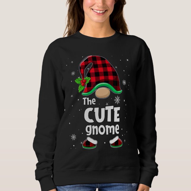 The Cute Gnome Buffalo Plaid Christmas Matching Fa T Shirt (Framsida)