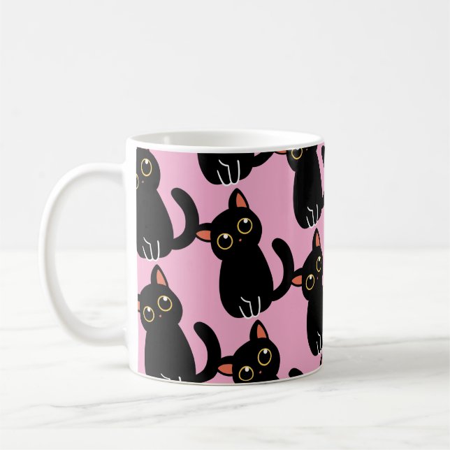 The Cutest Black Cat Mug Gift For Cat Lovers Kaffemugg (Vänster)