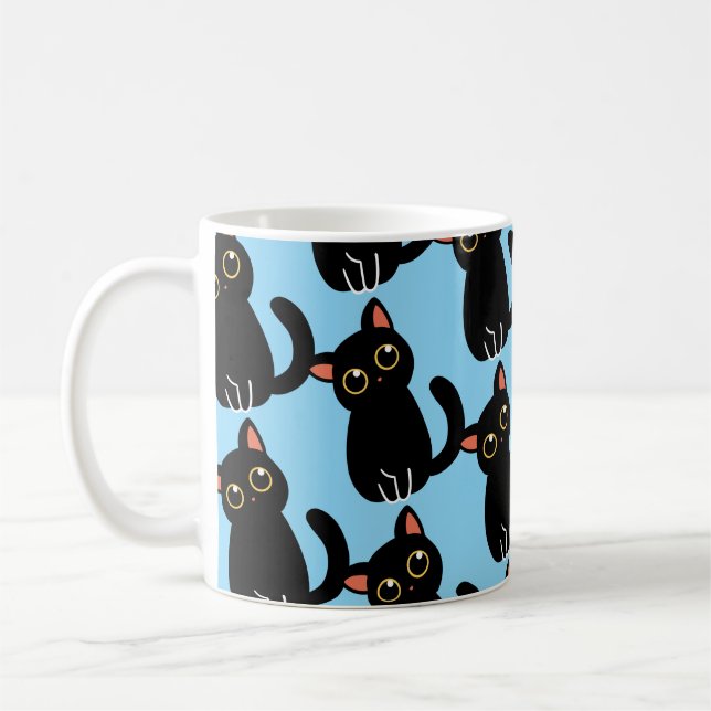 The Cutest Black Cat Mug Gift For Cat Lovers Kaffemugg (Vänster)