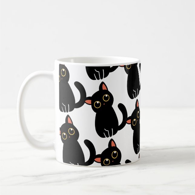 The Cutest Black Cat Mug Gift For Cat Lovers Kaffemugg (Vänster)