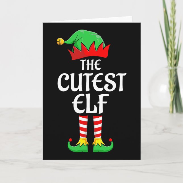 The Cutest Elf Xmas Matching Christmas Family Paja Kort (Framsida)