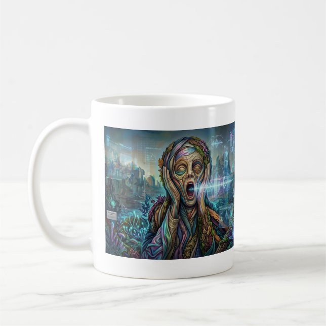 "The Cybernetic Scream" - Biomechanical Art Mug Kaffemugg (Vänster)
