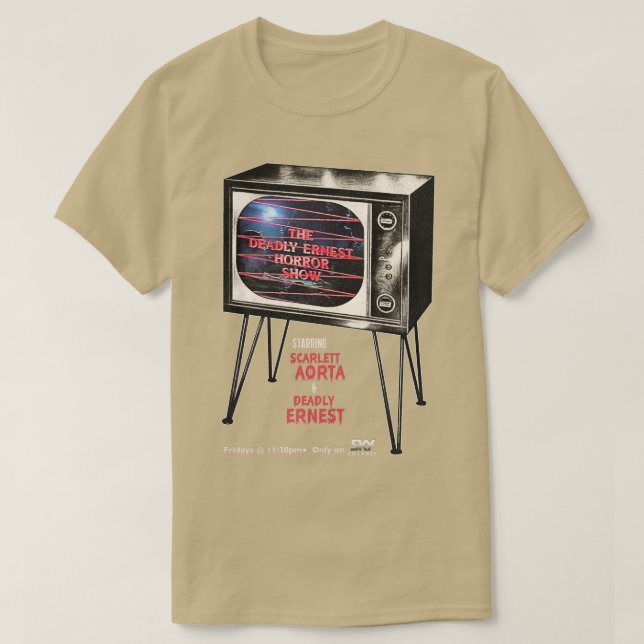 The Deadly Ernest Horror Show 80s UK Fright Natt T Shirt (Design framsida)